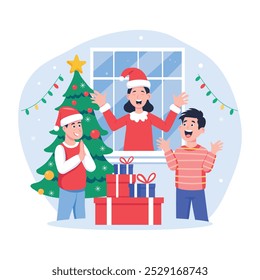 Christmas celebration illustration in flat style 