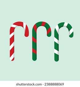 Christmas and celebration illustration flat vector in cartoon style. Colorful candy cane. Confectionary. For Christmas and celebration cards, banners, tags, labels, background.