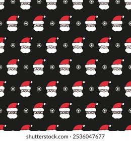 Christmas Celebration Santa Claus Faces Pattern. Ideal for adding a festive touch to Christmas-themed designs, wrapping paper, holiday decor, and party invitations.