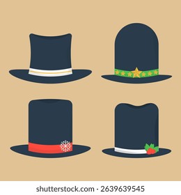 Christmas celebration with santa hat costume cartoon elf decoration graphic card cute red beard happy new year mask party horns deer illustration cap photo booth icon clipart

