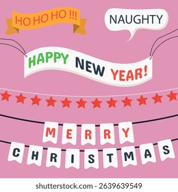 Christmas celebration with santa hat costume cartoon elf decoration graphic card cute red beard happy new year mask party horns deer illustration cap photo booth icon clipart

