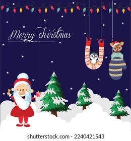 Christmas celebration with Santa and New year gifts