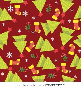 christmas celebration seamless pattern with cute christmas character design