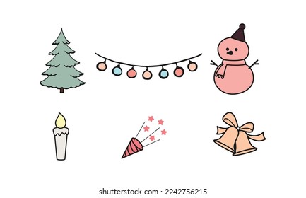 Christmas celebration things vector set. Modern vector icon design template