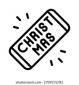 Ilustración vectorial de etiqueta de boleto de celebración de Navidad, icono de estilo de línea