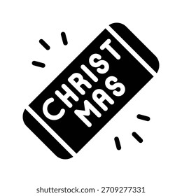 Christmas Celebration Ticket Label Vector Illustration, Flat Style Icon