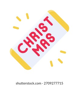 Christmas Celebration Ticket Label Vector Illustration, Flat Style Icon
