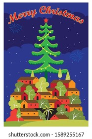 christmas celebration village vector illustration
