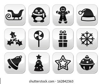 Christmas celebration, winter vector buttons set