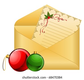 Christmas celebratory envelope with balls