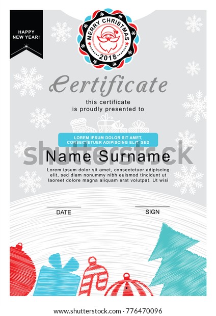 Christmas Certificate Santa On Badge Christmas Stock Vector Royalty Free 776470096