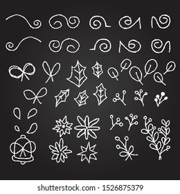 Christmas chalk wreath elements premium vector