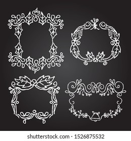 Christmas chalk wreath elements premium vector