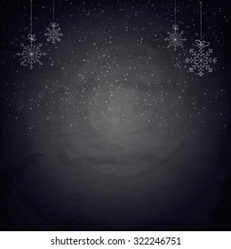 Christmas Chalkboard Background With Snowflakes. Vector Illustration