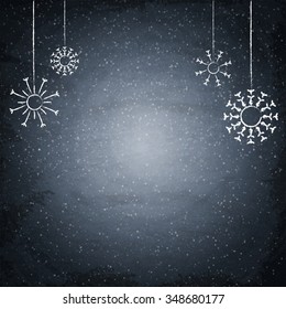 Christmas chalkboard background with snowflakes. Vector illustration
