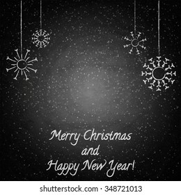 Christmas chalkboard background with snowflakes. Vector illustration