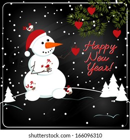 Christmas chalkboard decoration with snowman.