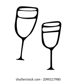 Christmas champagne doodle illustration hand drawn style