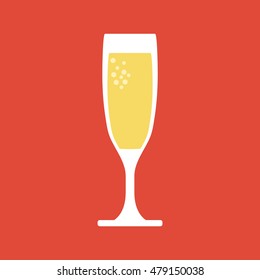 Christmas champagne flat icon. You can be used champagne icon for several purposes like: websites, UI, UX, print templates, promotional materials, info-graphics, web and mobile phone apps.