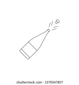 Christmas champagne line icon on white background