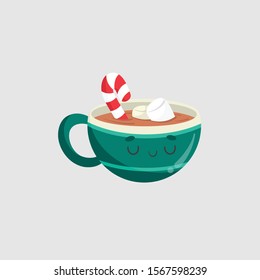 Christmas character coffee cup icon, simple isolated vector illustration.