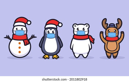 Christmas character with face mask