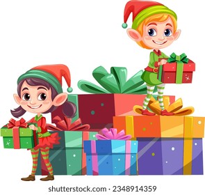 Christmas character with giveaway Christmas gift illustration