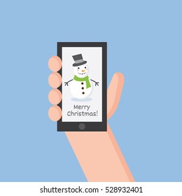 Christmas character icon in mobile, vector illustration.