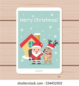 Christmas character icon in tablet, vector illustration.