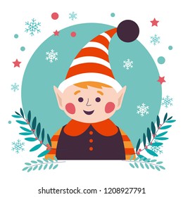 Christmas character of kid, elf helper of santa claus
