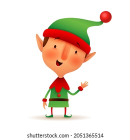 Christmas character - Little Elf. Vector illustration of Elf on white background. Isolated.