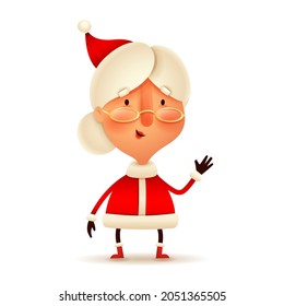 Christmas character - Mrs.Claus. Vector illustration of Mrs.Claus on white background. Isolated.