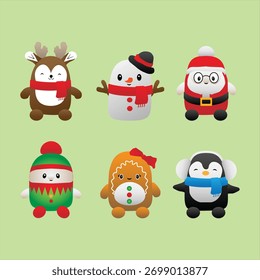 vetor de ilustração de pacote de caracteres de natal