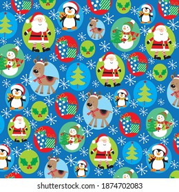Christmas character pattern for christmas gift wrap and greeting card