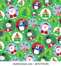 christmas character pattern for greeting card and christmas gift wrap