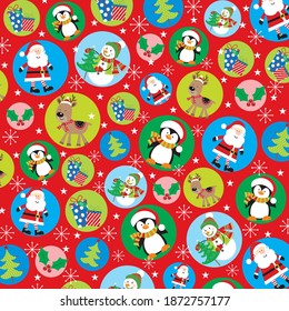 Christmas character pattern for greeting card or christmas gift wrap