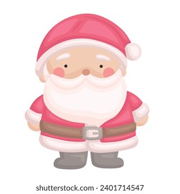 Christmas Character Santa Claus Family in Pink Cartoon Illustration Vector Clipart Sticker