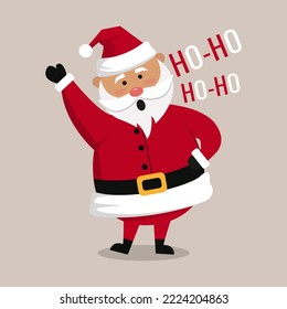 christmas character santa claus ho-ho illustration and vector