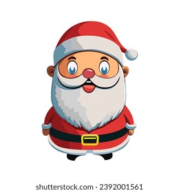 Christmas character Santa Claus standing and pointing with hand. Vector illustration flat