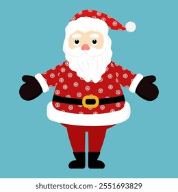 Navidades personaje Santa Claus. Ilustración vectorial plana