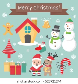 Christmas character set, Chirstmas cartoon collection,  vector illustration