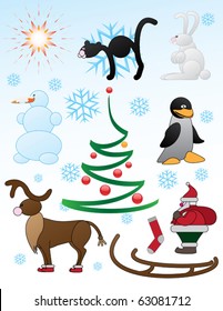 christmas character set vector illustration and design elements