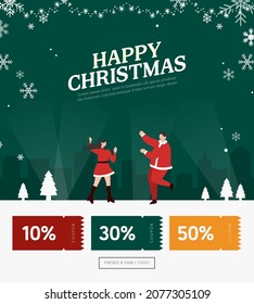 Christmas character shopping coupon template. 