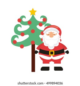 christmas character with tree icon vector illustration design