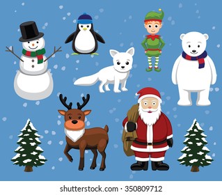 Christmas Characters Cartoon Vector Illustration