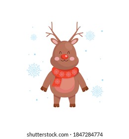 concepto de personajes de navidad, icono de ciervo de navidad sobre fondo blanco, diseño colorido, ilustración vectorial