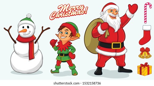Christmas characters and decoration elements for your design