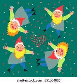 Christmas characters dwarfs. Vector illustration.