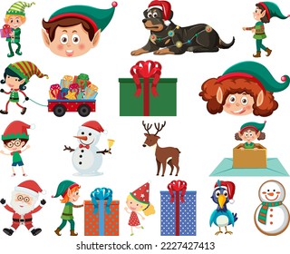 Weihnachtsfiguren und -elemente - Set-Illustration