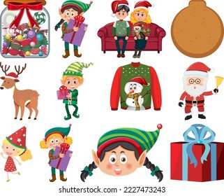 Weihnachtsfiguren und -elemente - Set-Illustration